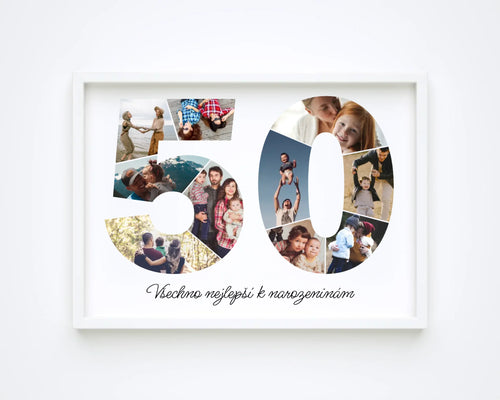 Fotokoláž s číslem – Personalizovaný dárek k 50. narozeninám